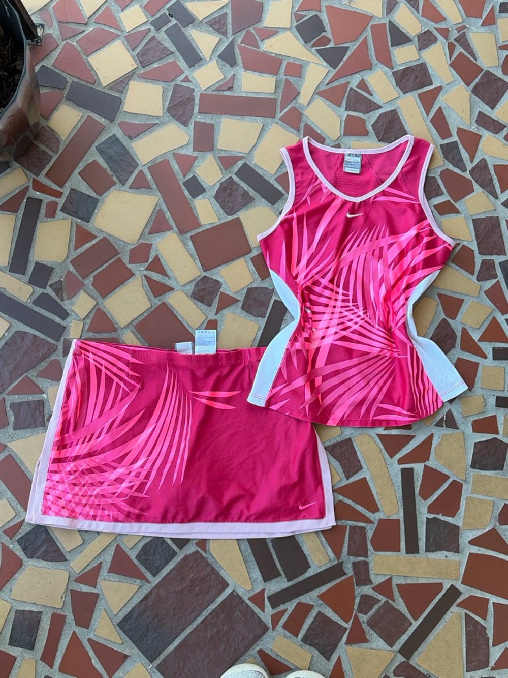 Nike Pink Palm-Print Athletic Skort